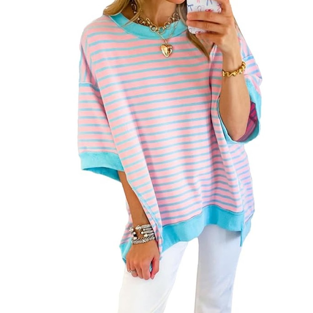 Boho High Low Hem Striped Top
